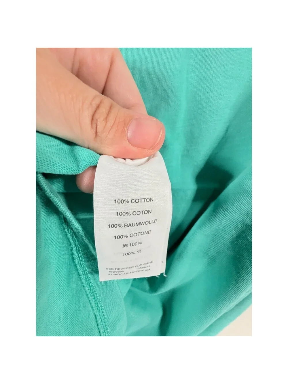 J.Crew Womens High Neck Tank Top Teal Turquoise Blue 100% Cotton Slub Size L